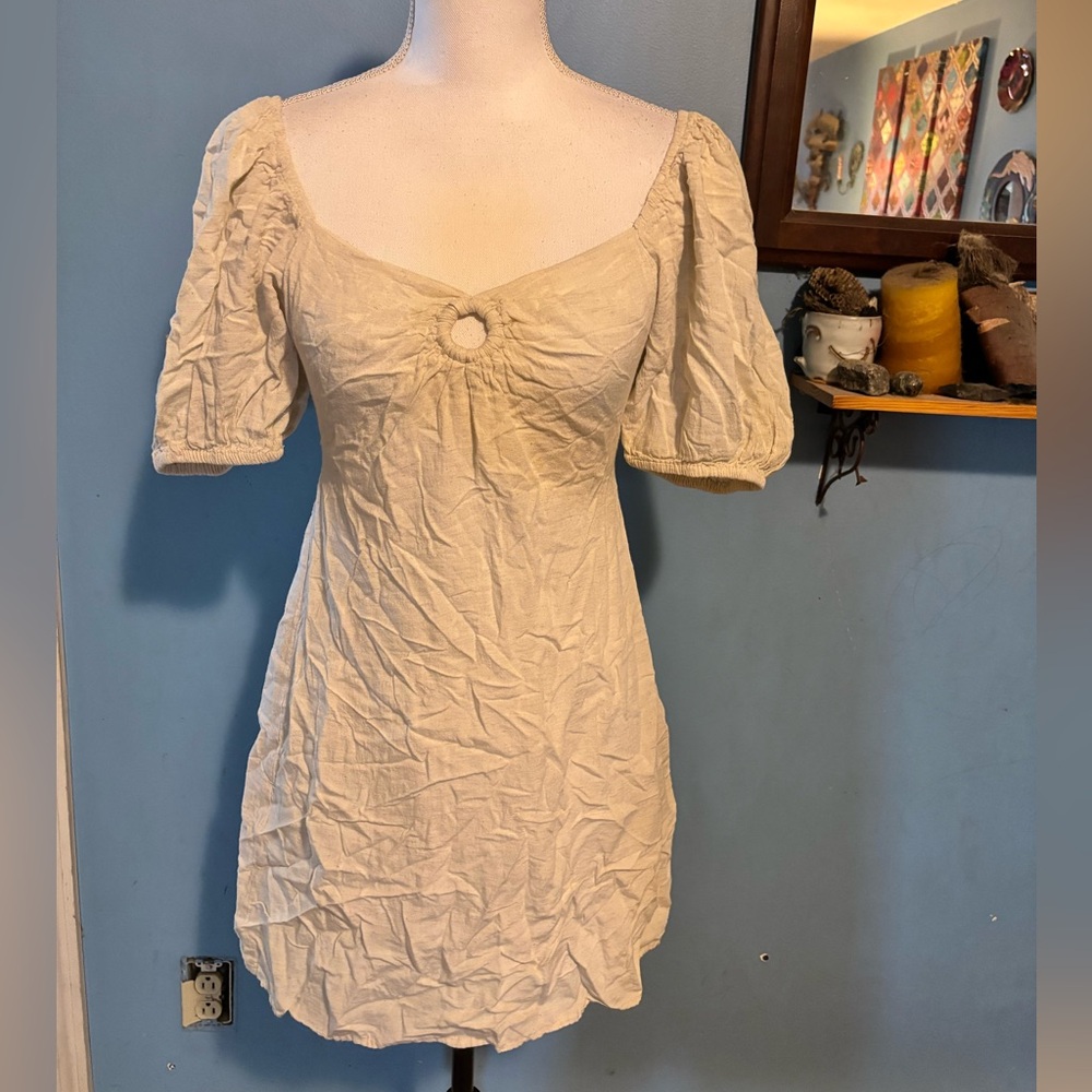 Sim & Sam, Beige Linen Blend, Mini Dress